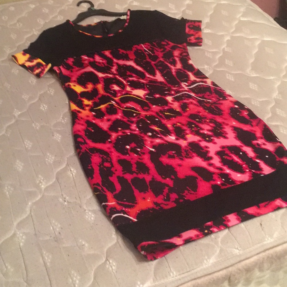 Nicki Minaj mesh cut out leopard print midi dress